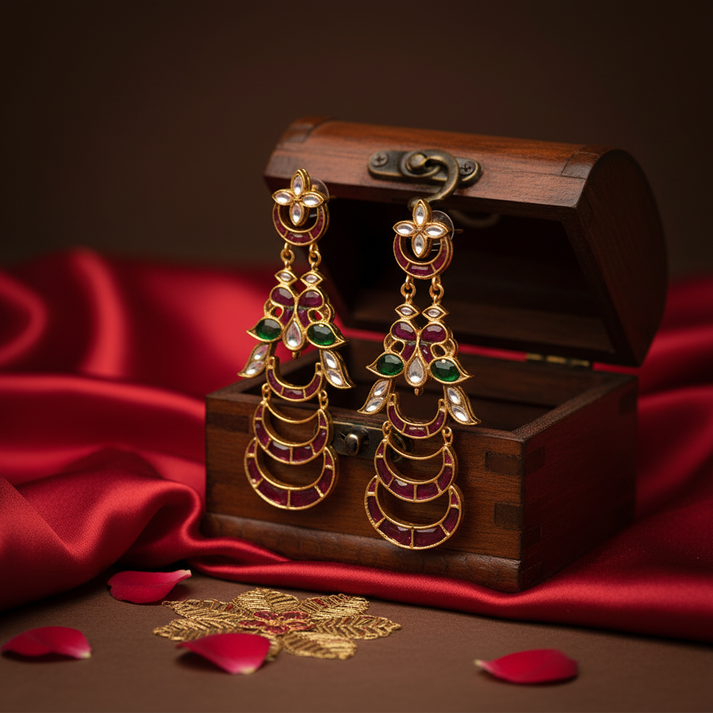 Ruby Emerald Polki Earrings