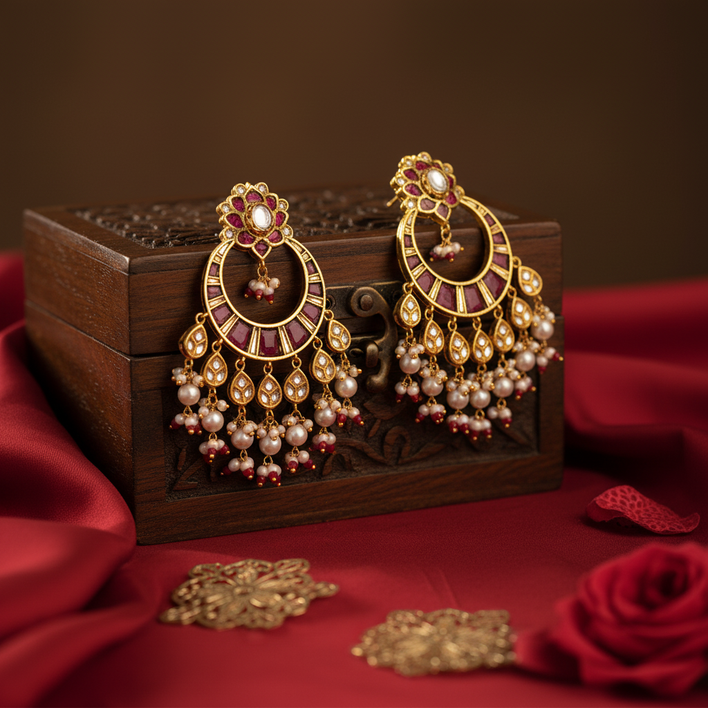Ruby Pearl Chandelier Earrings