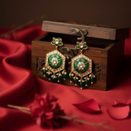 Emerald Polki Dangle Earrings