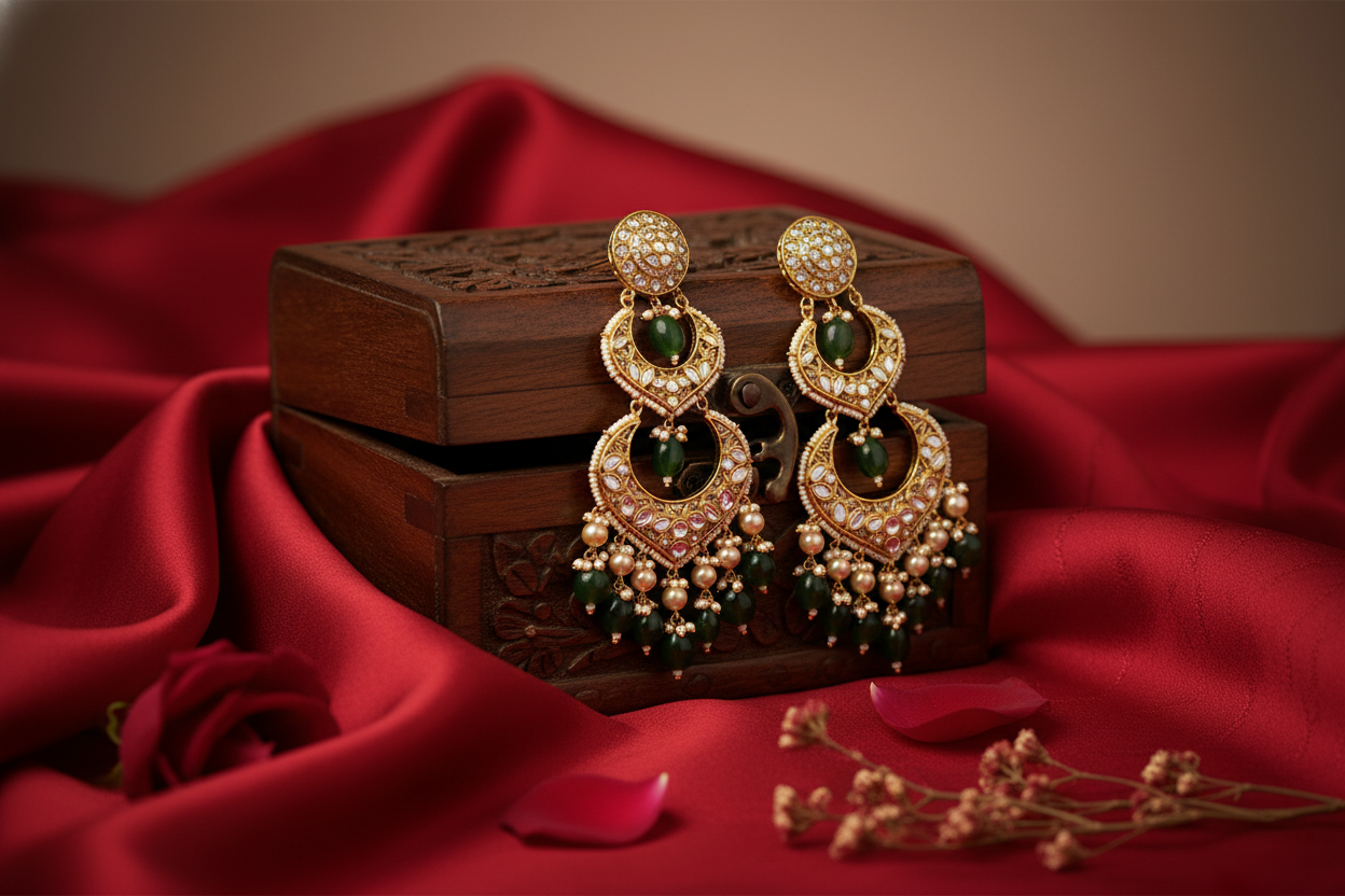 Emerald Gold Chandelier Earrings