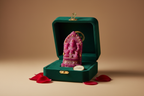 Natural Ruby Goddess Idol with Gold Accents