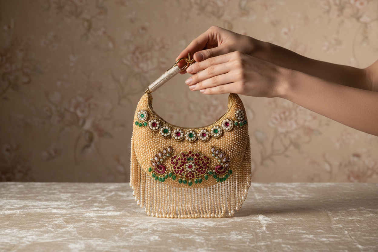 Embellished Vintage Clutch By Fluorite