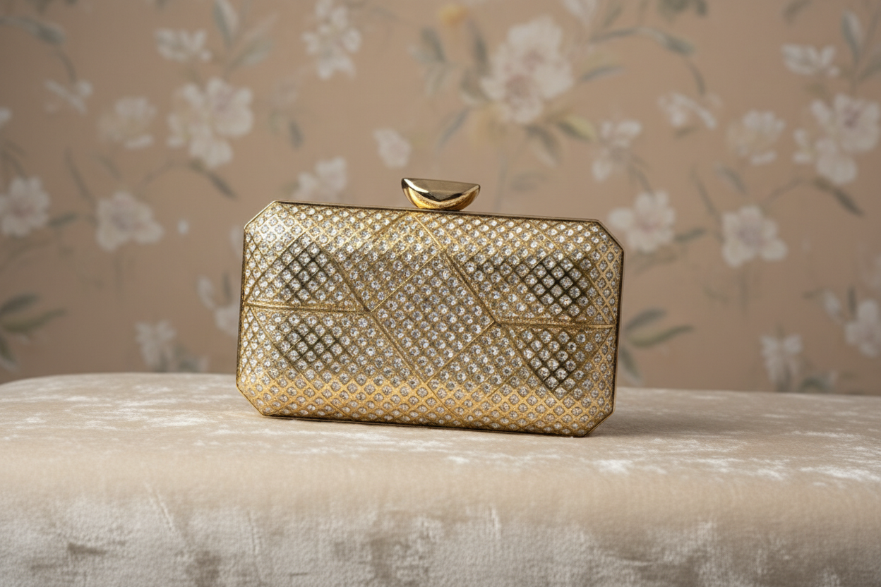 Sparkling Gold Embellished Clutch