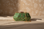 Ethnic Multi-Gemstone Embellished Gold Clutch