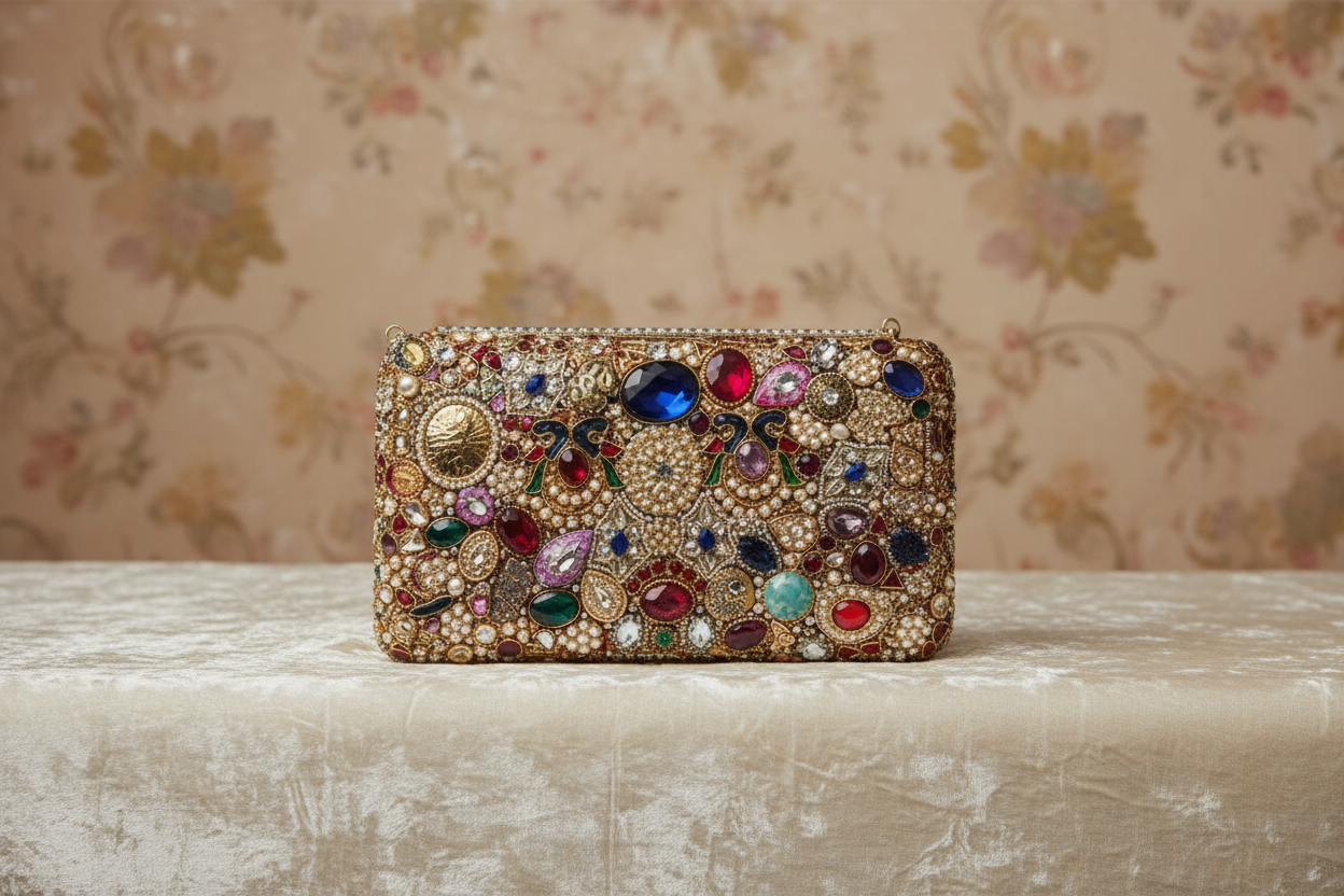 Ornate Jewel-Embellished Clutch Bag
