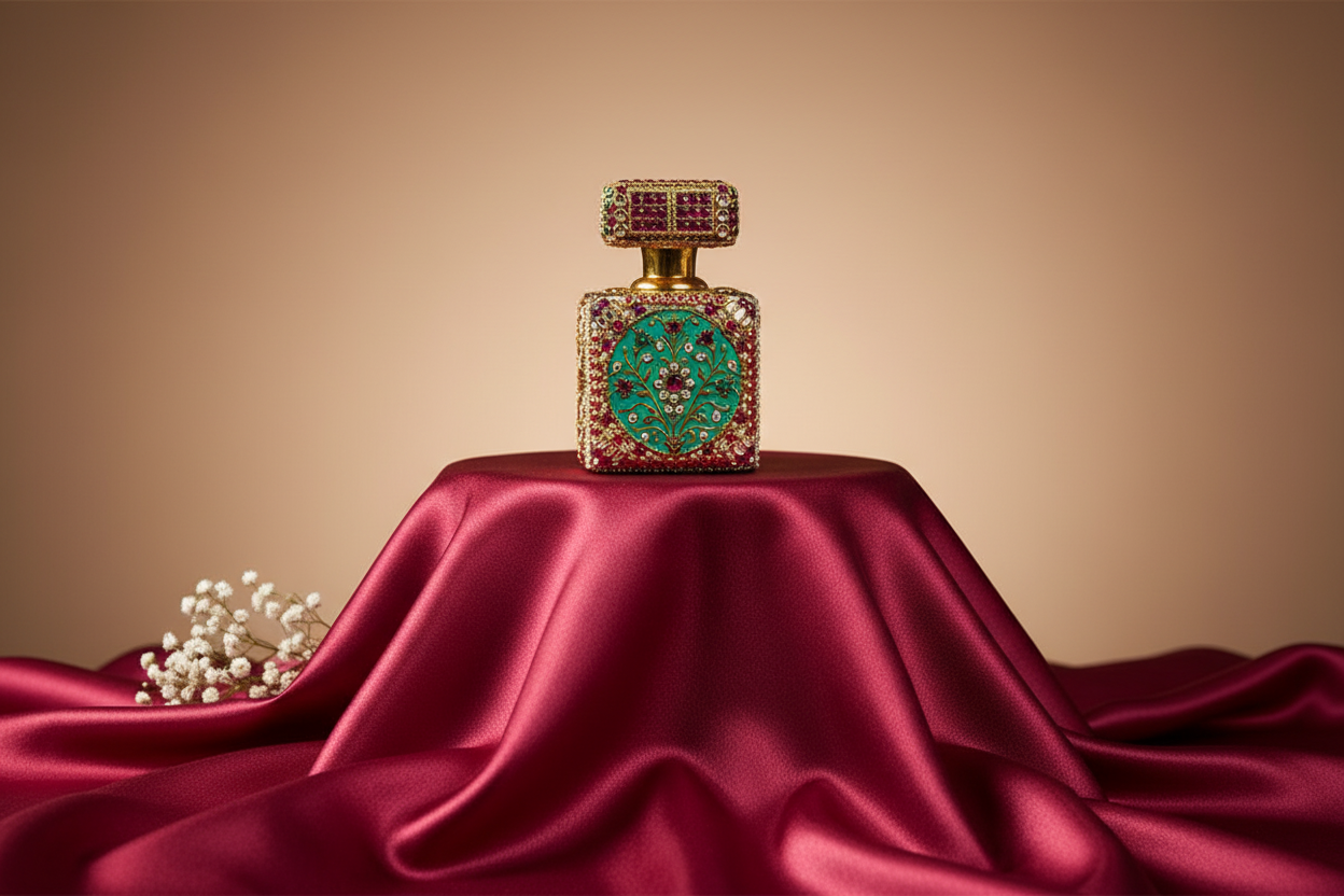 Ornate Gemstone & Enamel Itar Perfume Bottle