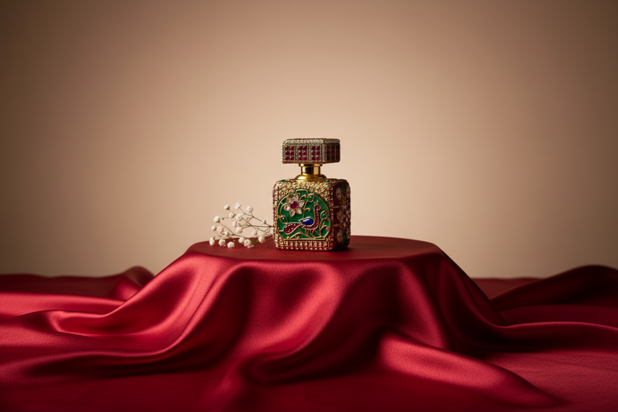 Exquisite Gemstone & Gold Itar Bottle