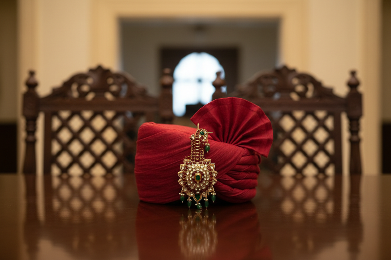 Traditional Ruby and Emerald Kalgi