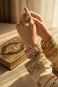 Elaborate Red & Gold Kundan Bangle