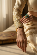 Gold-Plated Pearl & Ruby Lattice Bangle