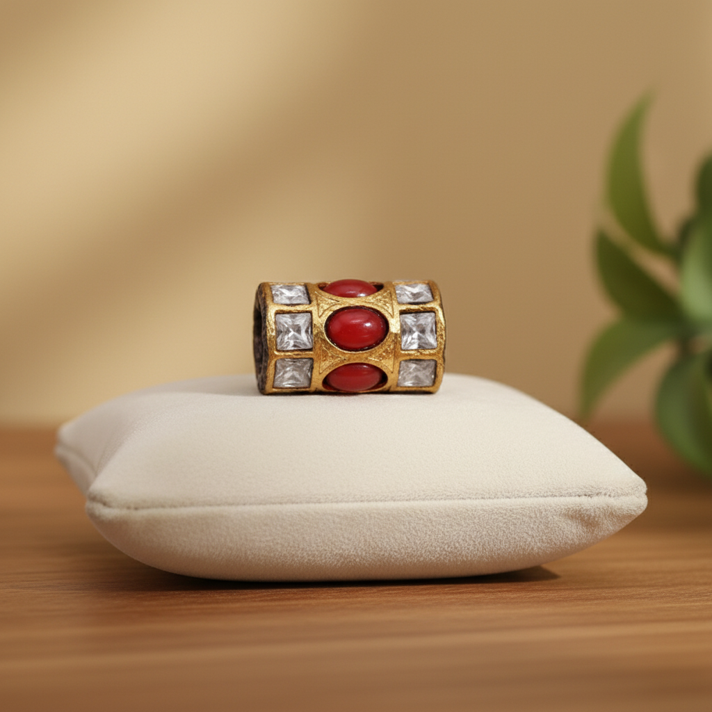 Golden Red Stone Bead