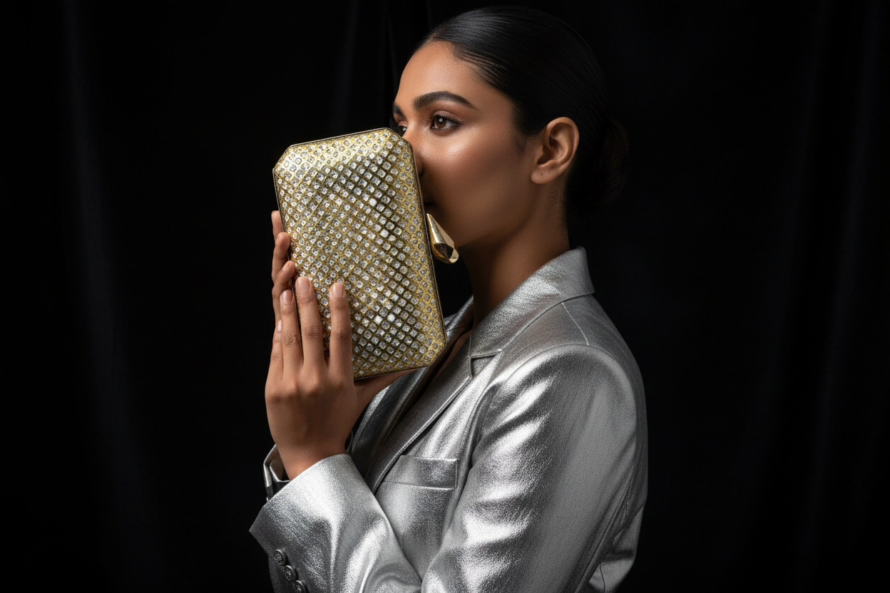 Sparkling Gold Embellished Clutch