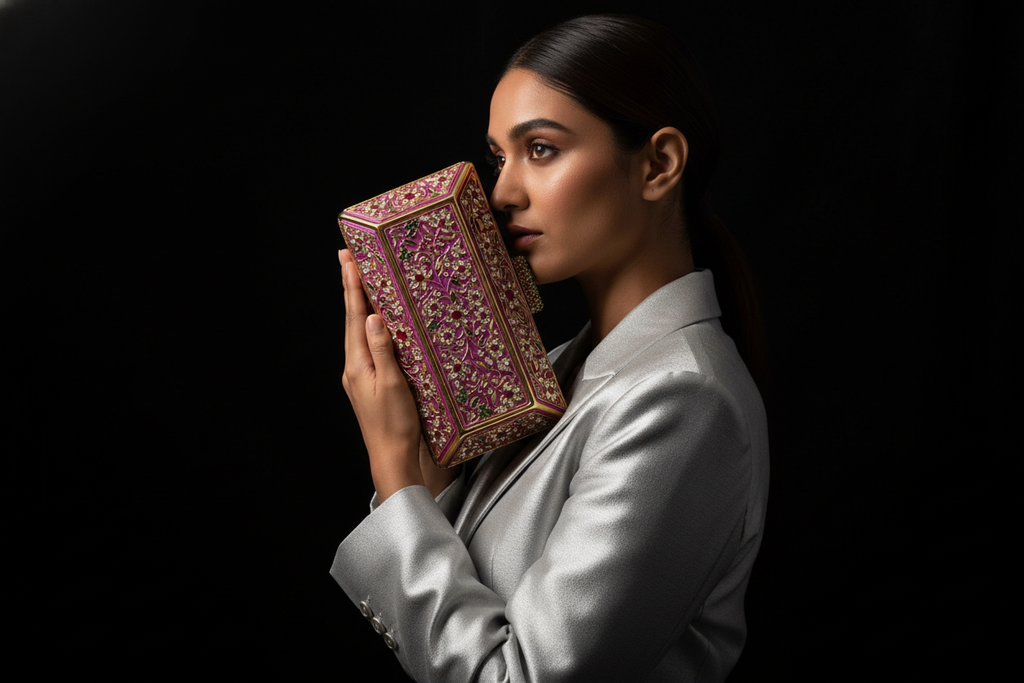 Royal Magenta Floral Gemstone Clutch