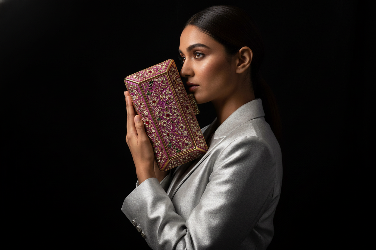 Royal Magenta Floral Gemstone Clutch