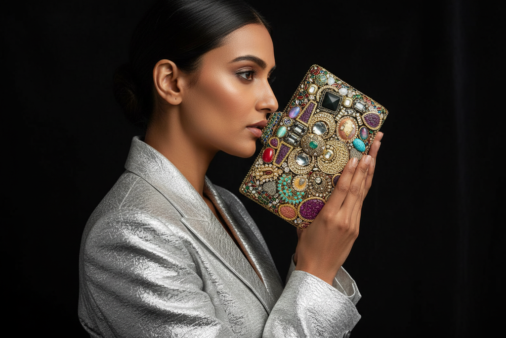 Ornate Gemstone Embellished Clutch