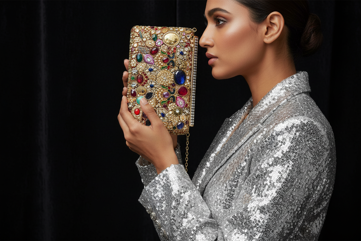Ornate Jewel-Embellished Clutch Bag