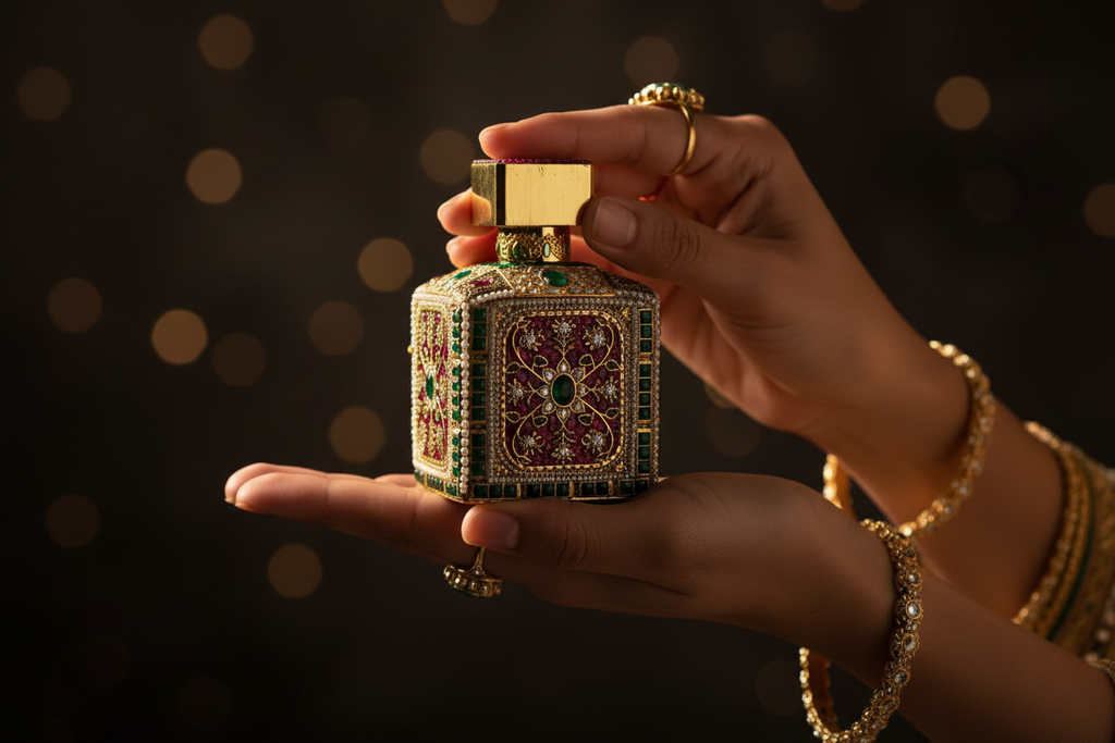 Exquisite Gemstone Attar Bottle