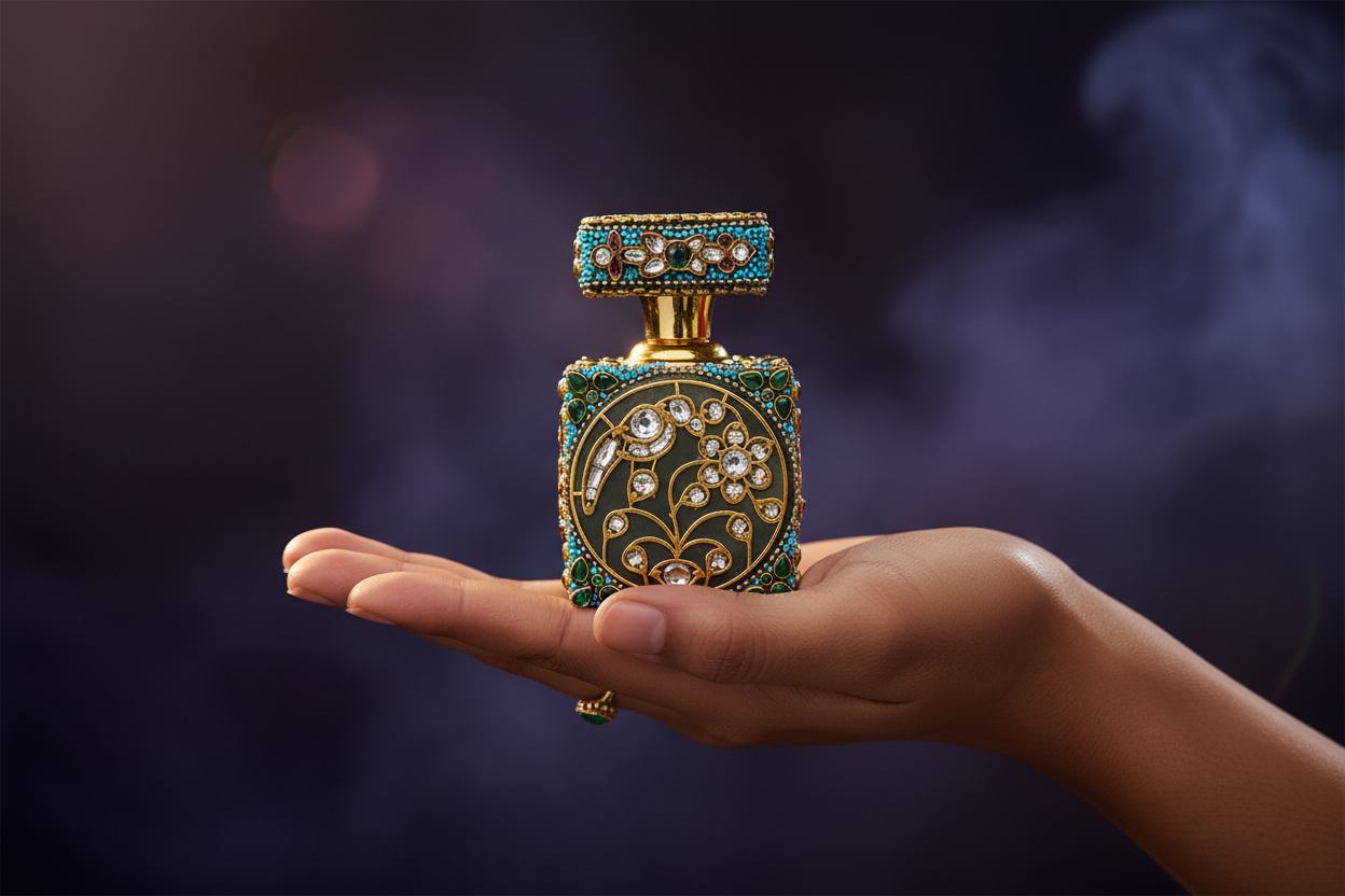 Exquisite Handcrafted Gemstone Itar Bottle