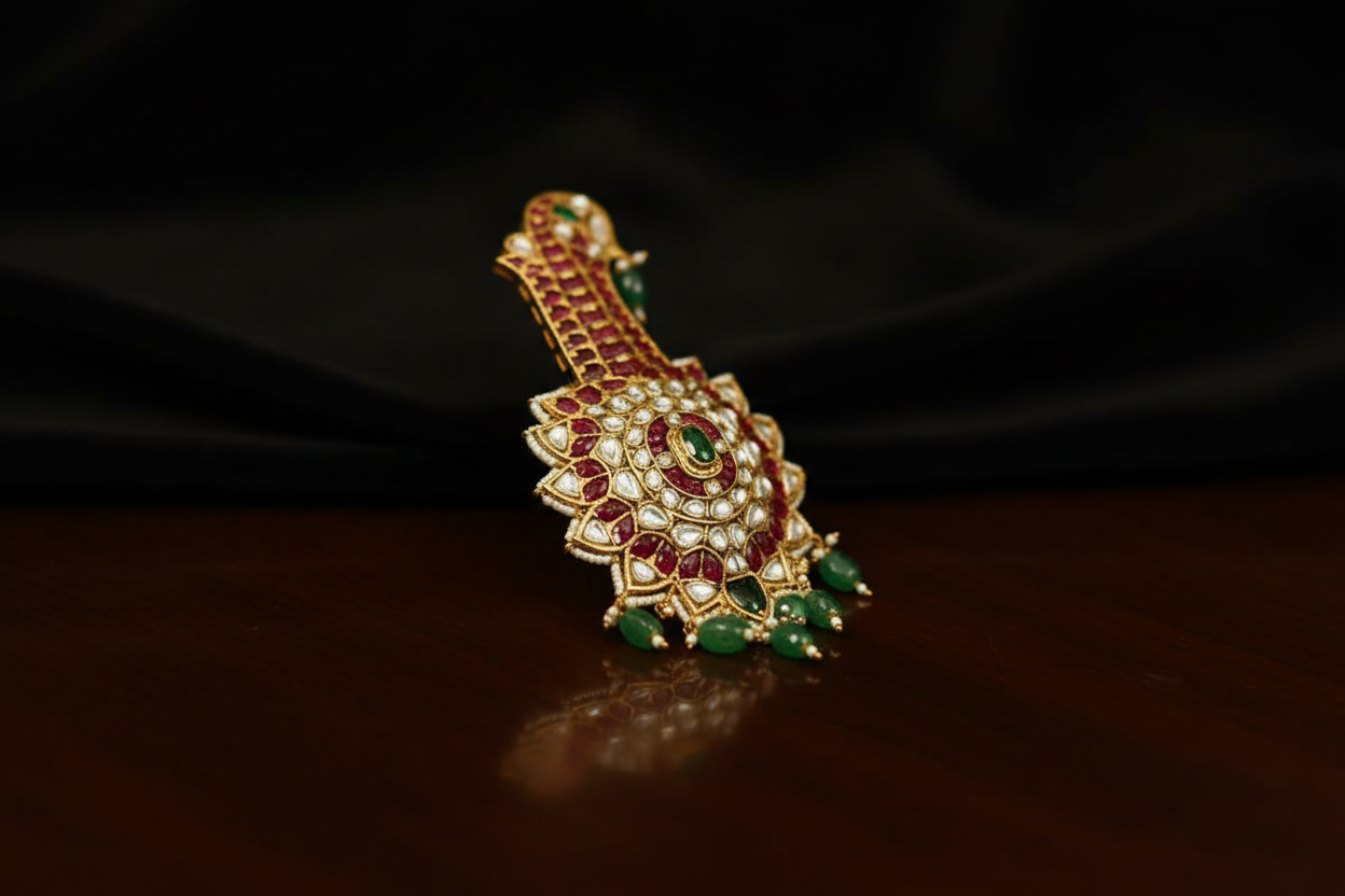 Traditional Ruby and Emerald Kalgi