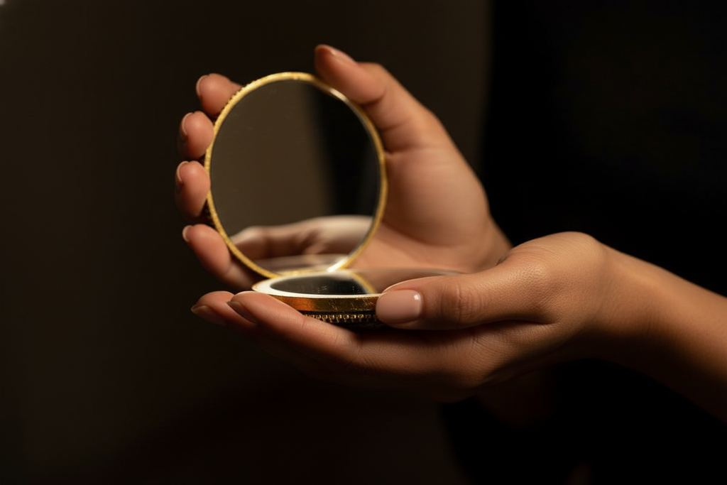 Ornate Gold Compact Mirror