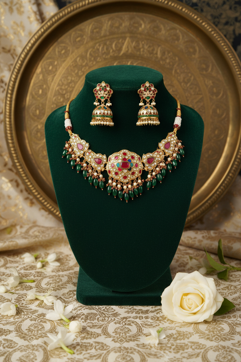 Multi-stone Gold Choker Necklace