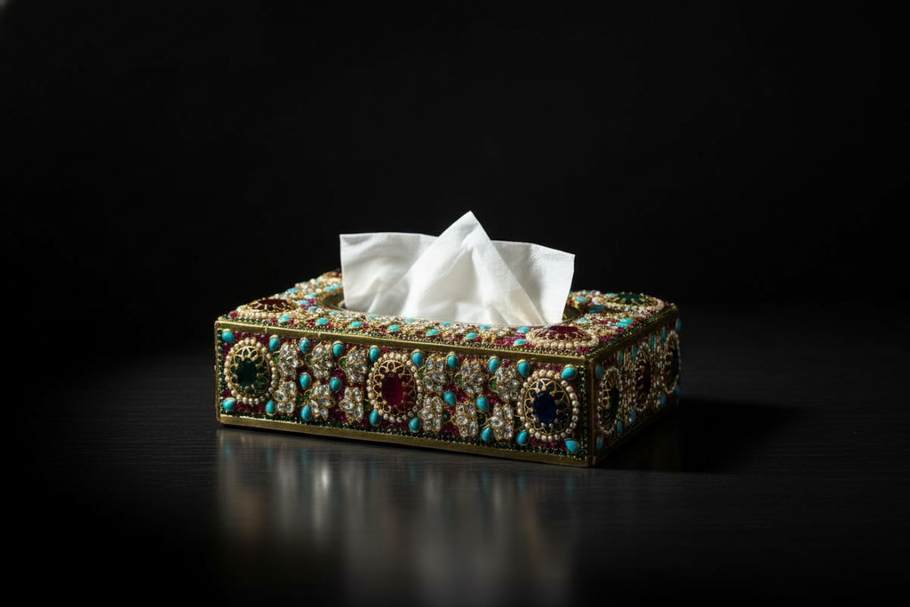 Ornate Gemstone Napkin & Tissue Box Holder