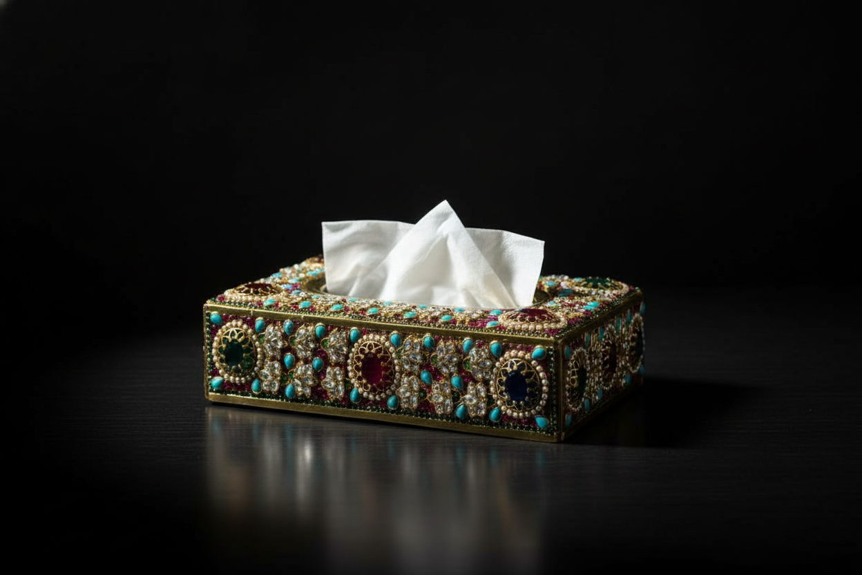 Ornate Gemstone Napkin & Tissue Box Holder
