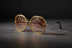 Round Gold Spiderweb Design Sunglasses