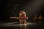 Ornate Gold & Ruby Shiva Lingam Idol