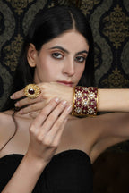 Regal Ruby & Kundan Gold-Toned Bangle