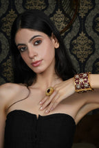 Regal Ruby & Kundan Gold-Toned Bangle