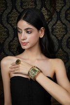 Exquisite Green Enamel Kundan Bangle