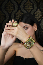 Exquisite Green Enamel Kundan Bangle