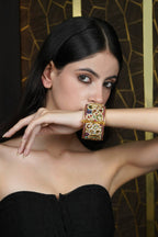 Multi-Gemstone Gold-Toned Cuff Bangle