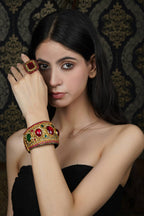 Regal Ruby & Emerald Gold-Toned Bangle