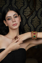 Regal Ruby & Emerald Gold-Toned Bangle