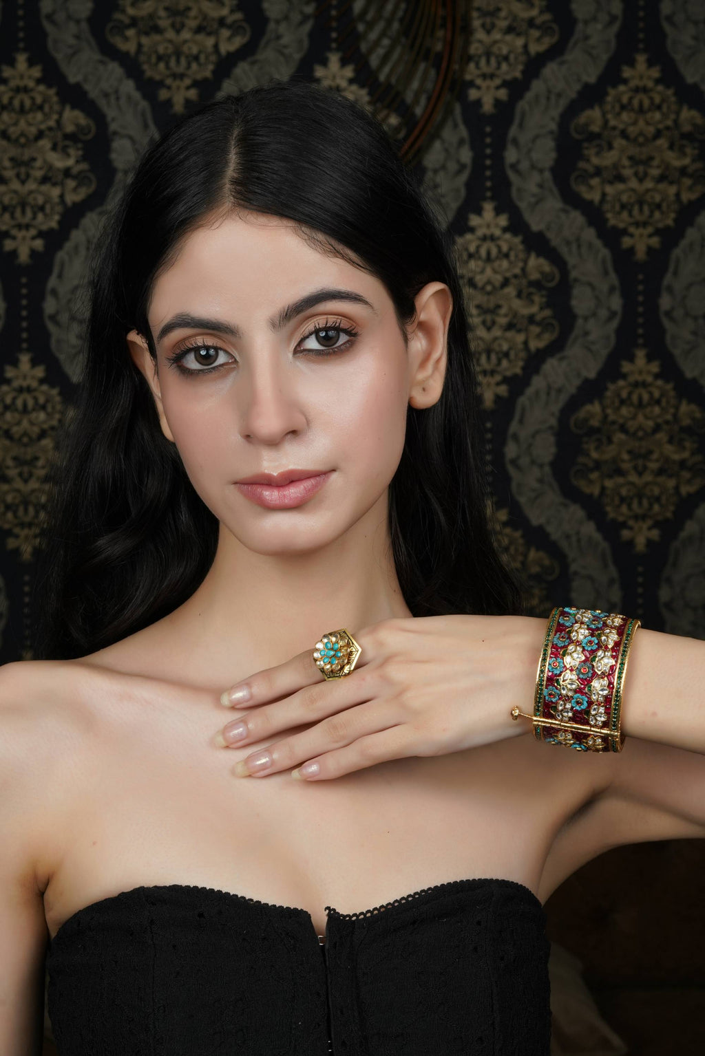 Multi-Color Floral Enamel Bangle