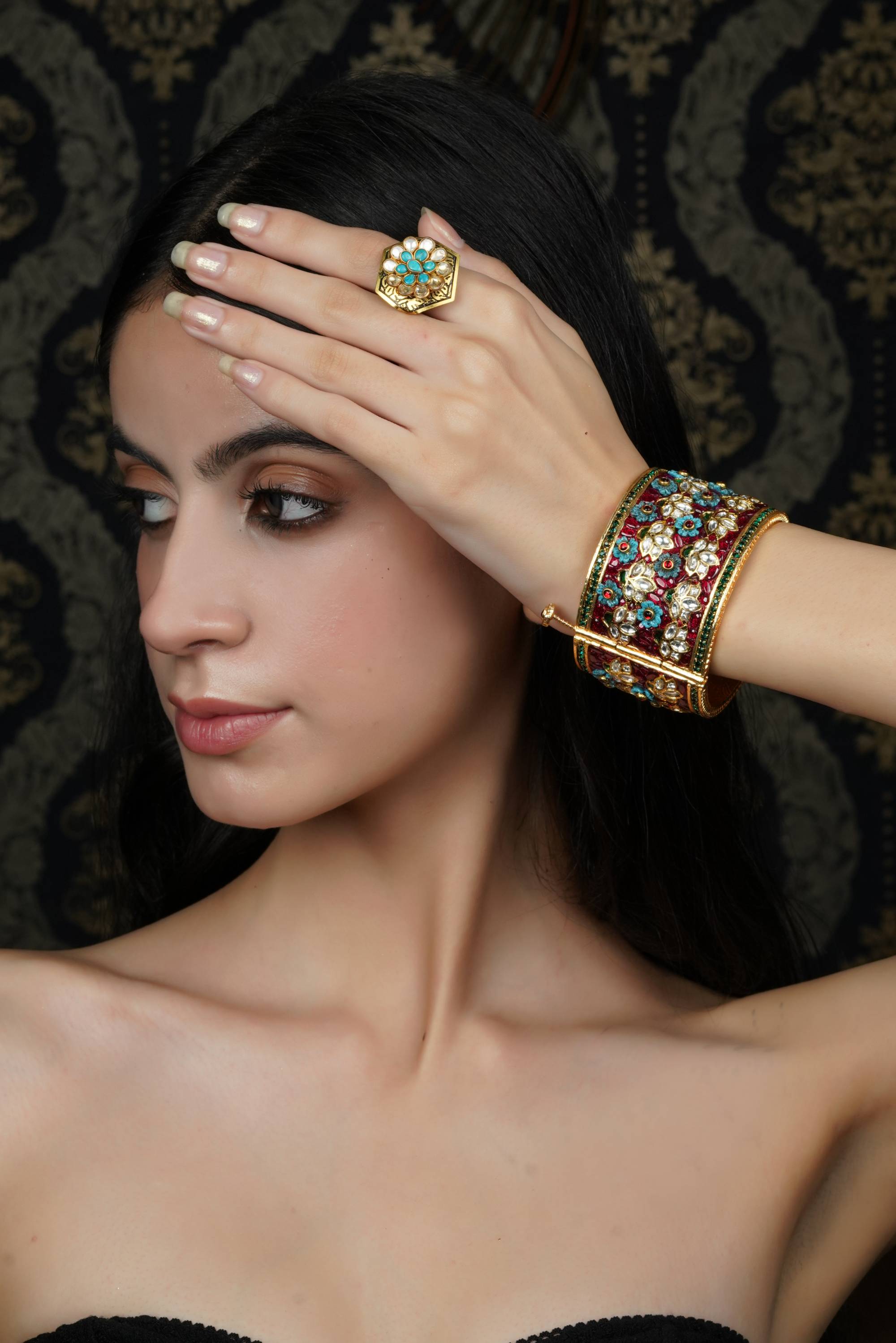 Multi-Color Floral Enamel Bangle