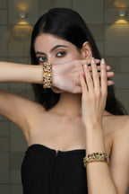 Traditional Multi-Stone Gold-Toned Bangle