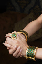 Emerald Green & Gold-Toned Bangle