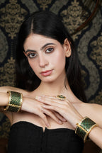 Emerald Green & Gold-Toned Bangle