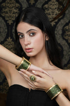 Emerald Green & Gold-Toned Bangle