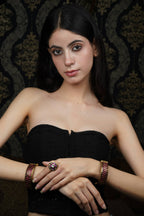 Ruby Red Hexagon Gold Bangle