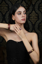 Ruby Red Hexagon Gold Bangle