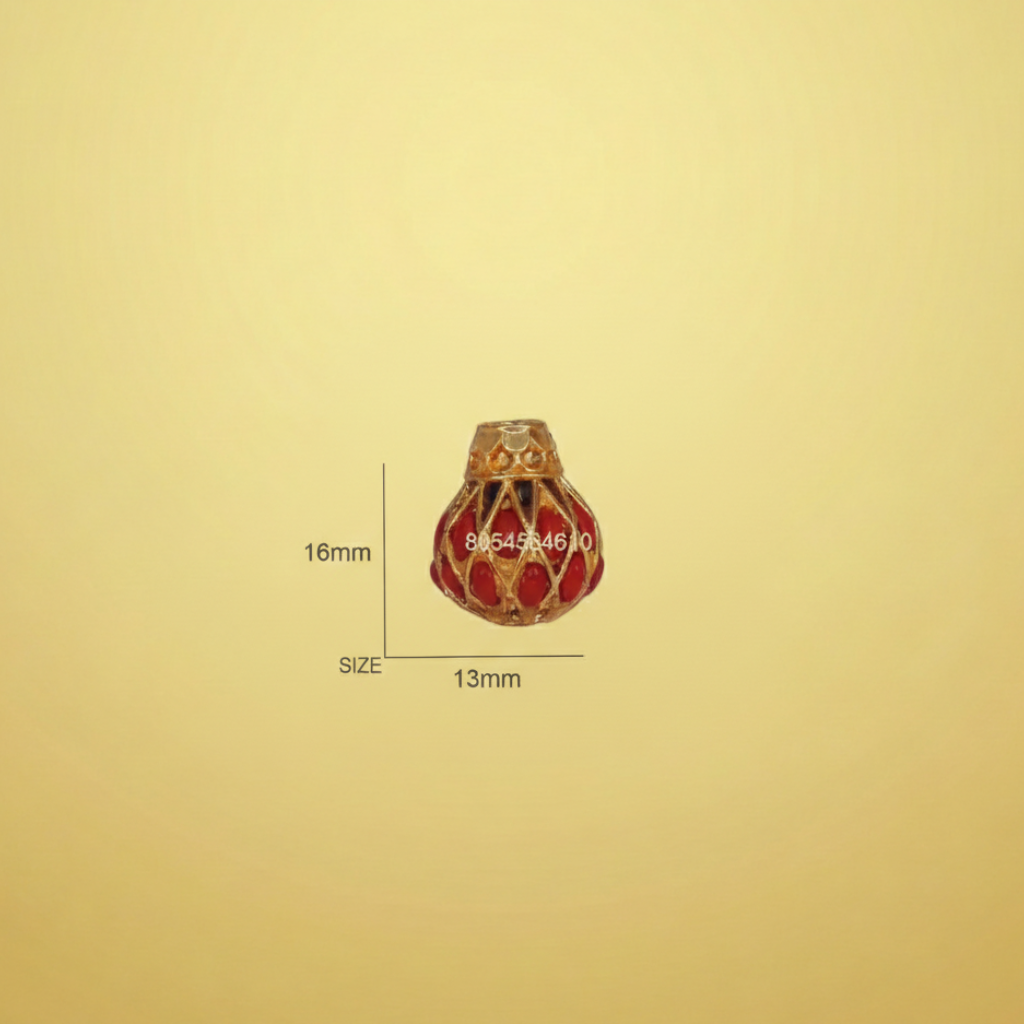 Red Gold Lantern Bead