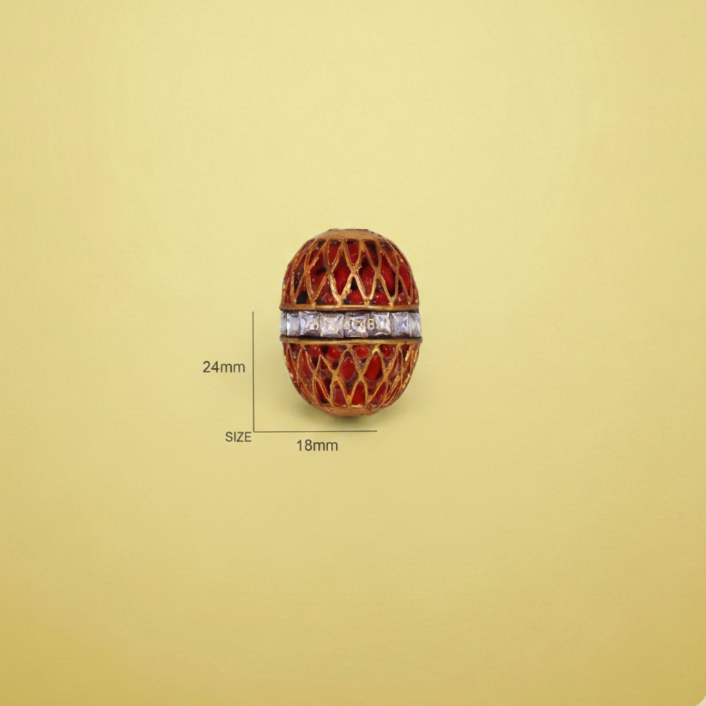 Red Gold Embellished Bead