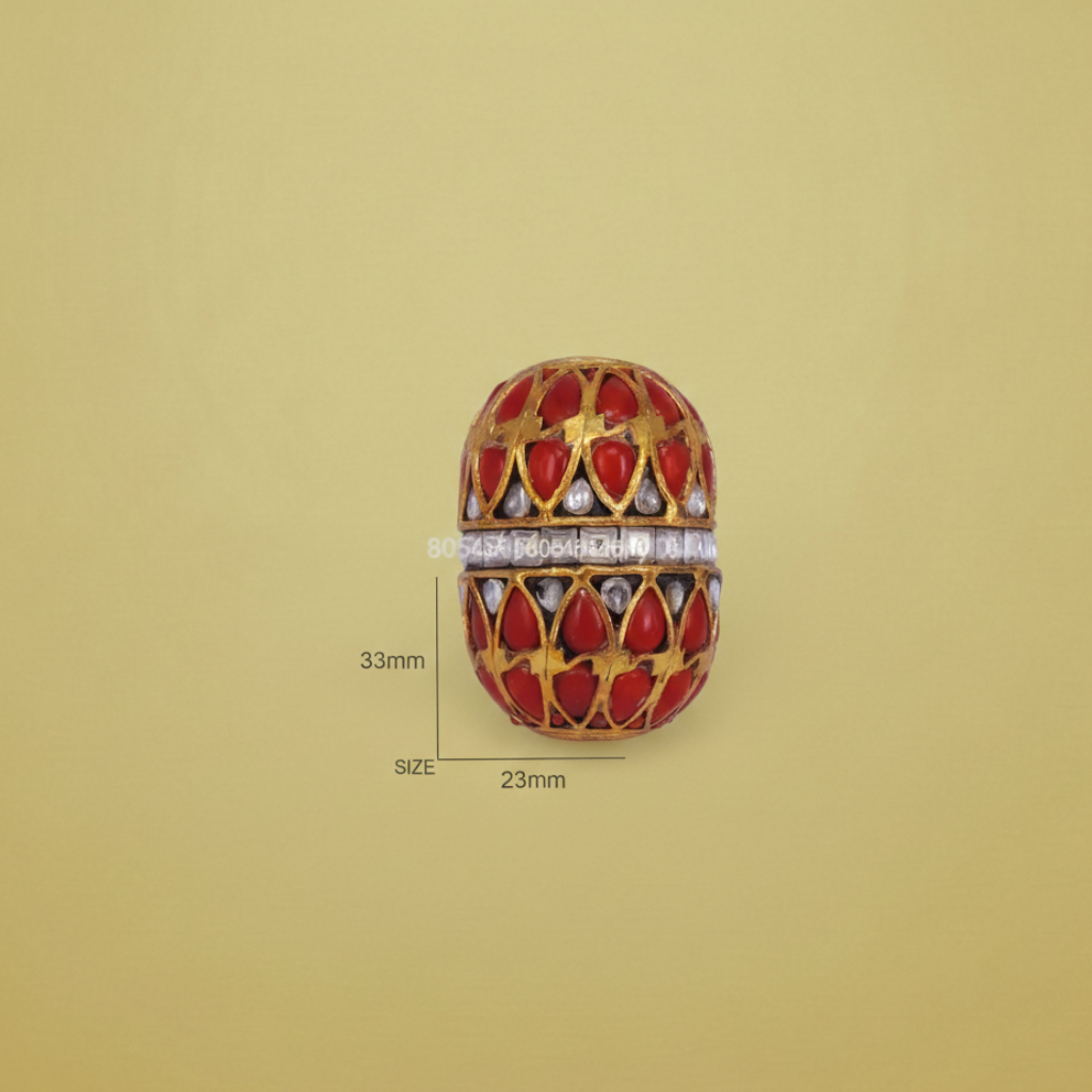 Ornate Coral Gold Bead