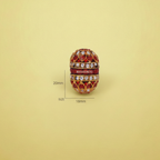Red Gold White Gems Bead