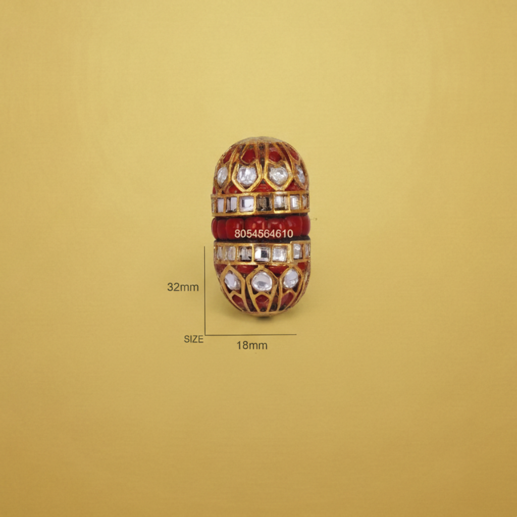 Red Gold Kundan Bead