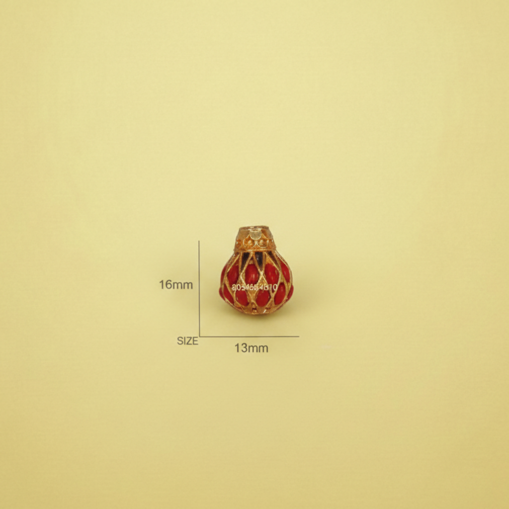 Red Gold Ornate Bead